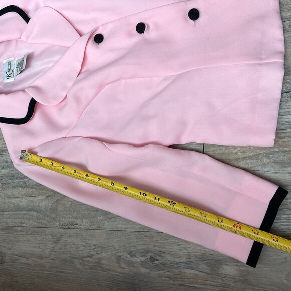 Vintage Blazer Pink and Black Jacket Medium 90s 50s Unique Bows Maximalist - Picture 5 of 12
